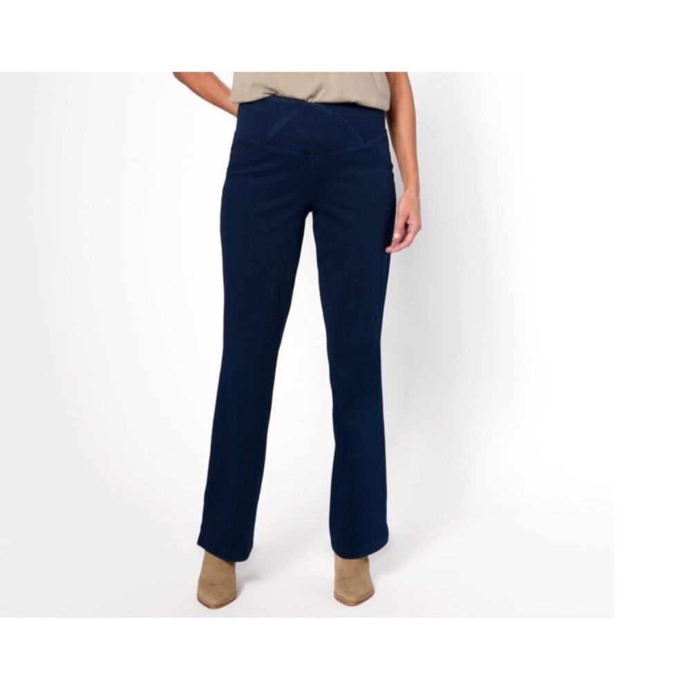 Women With Control Stretch Denim Flare Pant Size 28 Plus Ink Indigo A615327 NWT